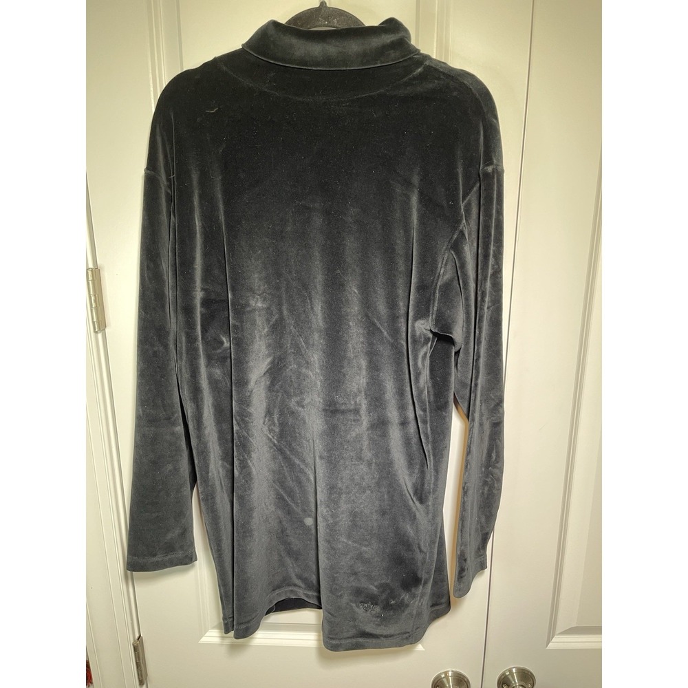 Vintage (92)‎ Dockers Large Black Velvet Turtleneck Long sleeve Logo Embroidered